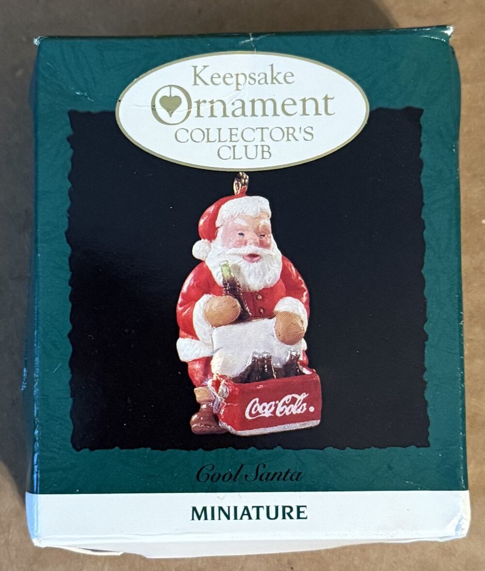 1993 Hallmark Keepsake Ornament Collector’s Club Cool Santa Coca-Cola Miniature